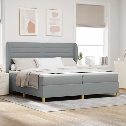 Postel S Boxspringem S Matrací Světle Šedá 200 X 200 Cm Textil