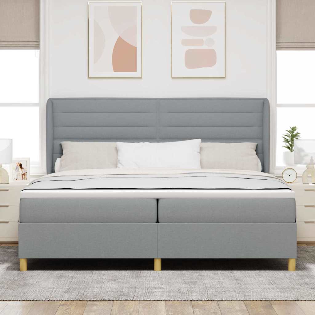 Postel S Boxspringem S Matrací Světle Šedá 200 X 200 Cm Textil