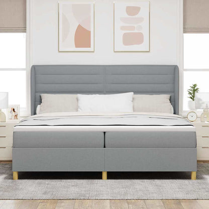 Postel S Boxspringem S Matrací Světle Šedá 200 X 200 Cm Textil