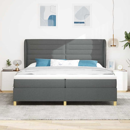 Postel S Boxspringem S Matrací Tmavě Šedá 200 X 200 Cm Textil