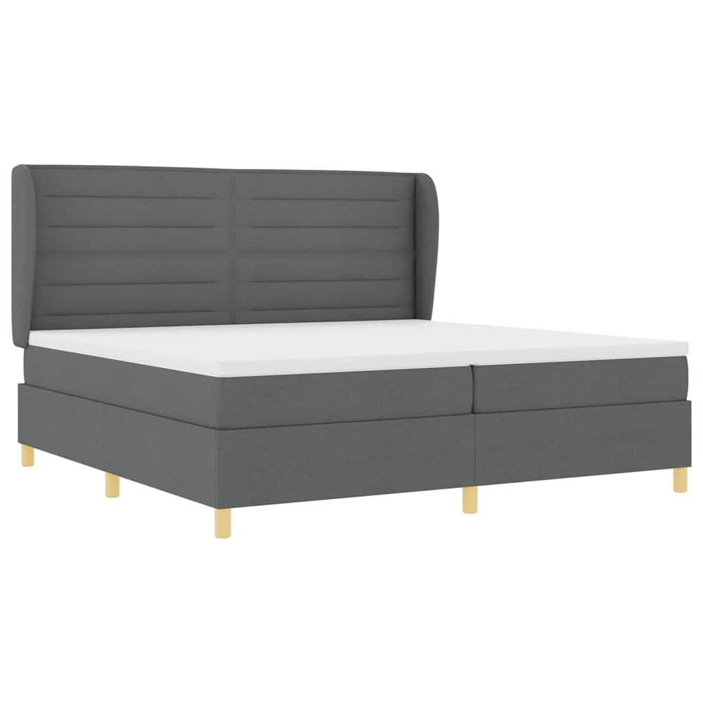 Postel S Boxspringem S Matrací Tmavě Šedá 200 X 200 Cm Textil