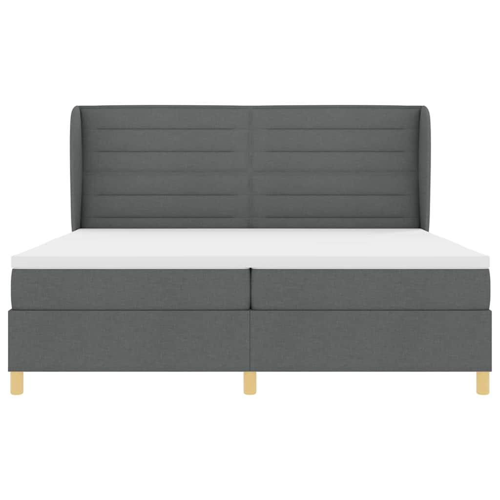 Postel S Boxspringem S Matrací Tmavě Šedá 200 X 200 Cm Textil