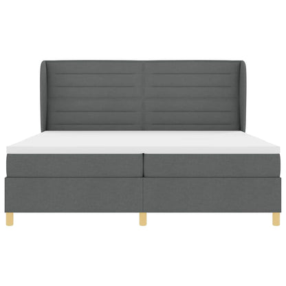 Postel S Boxspringem S Matrací Tmavě Šedá 200 X 200 Cm Textil