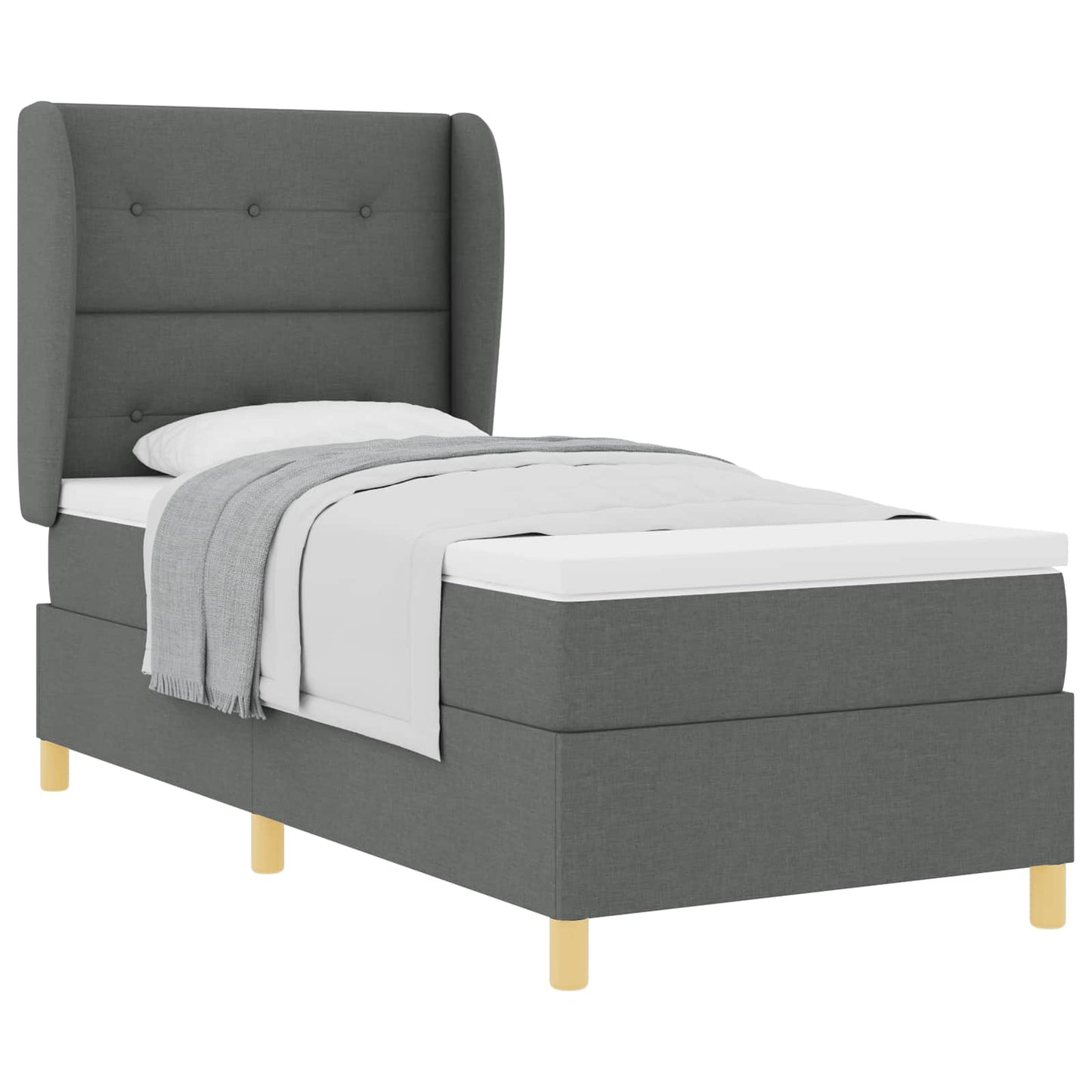 Postel S Boxspringem S Čelo Tmavě Šedá 200 X 80 Cm Textil