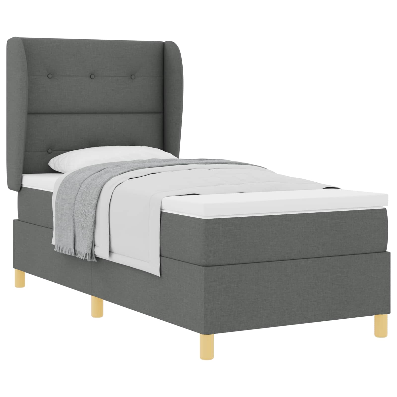 Postel S Boxspringem S Čelo Tmavě Šedá 200 X 80 Cm Textil