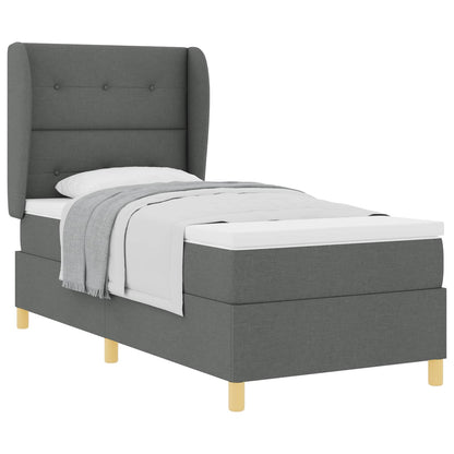 Postel S Boxspringem S Čelo Tmavě Šedá 200 X 80 Cm Textil