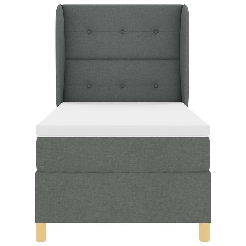 Postel S Boxspringem S Čelo Tmavě Šedá 200 X 80 Cm Textil