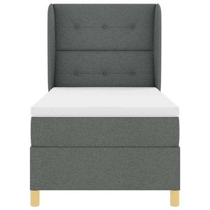 Postel S Boxspringem S Čelo Tmavě Šedá 200 X 80 Cm Textil