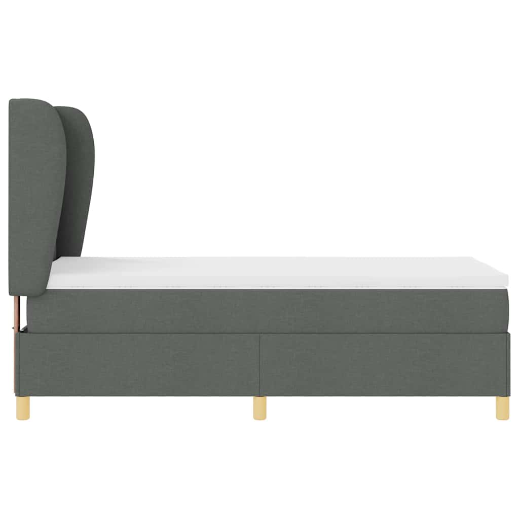 Postel S Boxspringem S Čelo Tmavě Šedá 200 X 80 Cm Textil