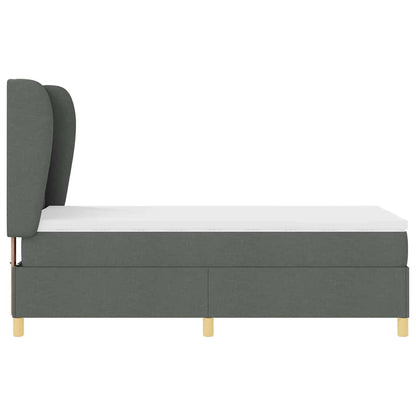 Postel S Boxspringem S Čelo Tmavě Šedá 200 X 80 Cm Textil