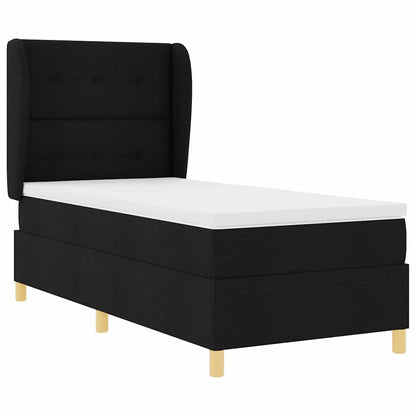 Postel S Boxspringem S Čelo Černý 200 X 80 Cm Textil