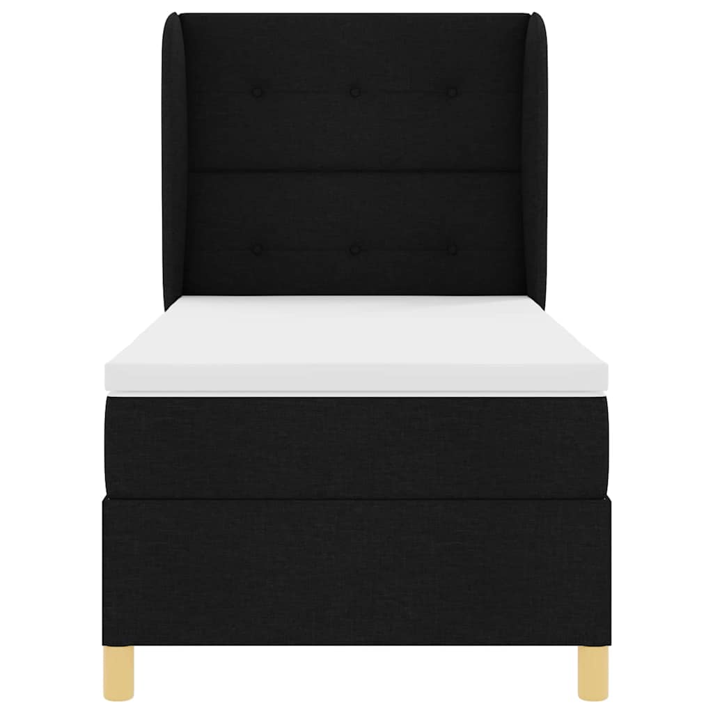 Postel S Boxspringem S Čelo Černý 200 X 80 Cm Textil