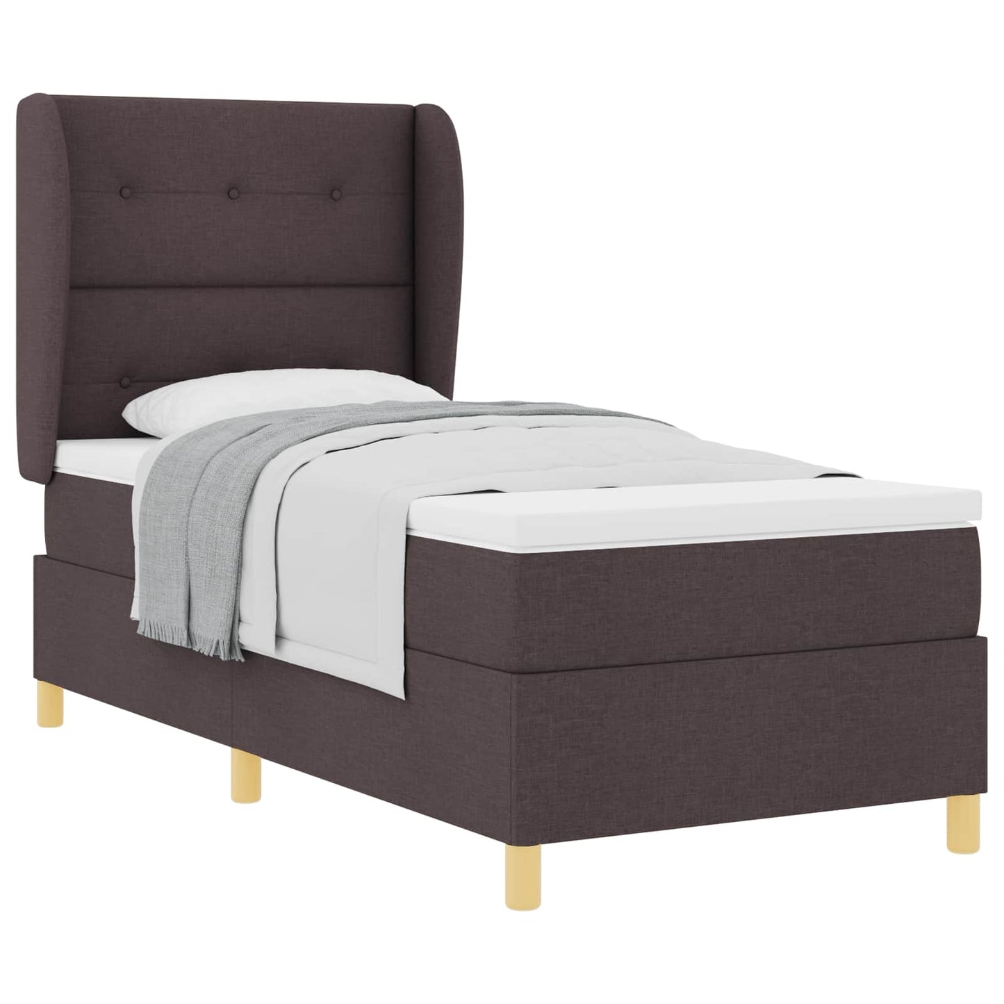 Postel S Boxspringem S Čelo Tmavě Hnědá 200 X 80 Cm Textil