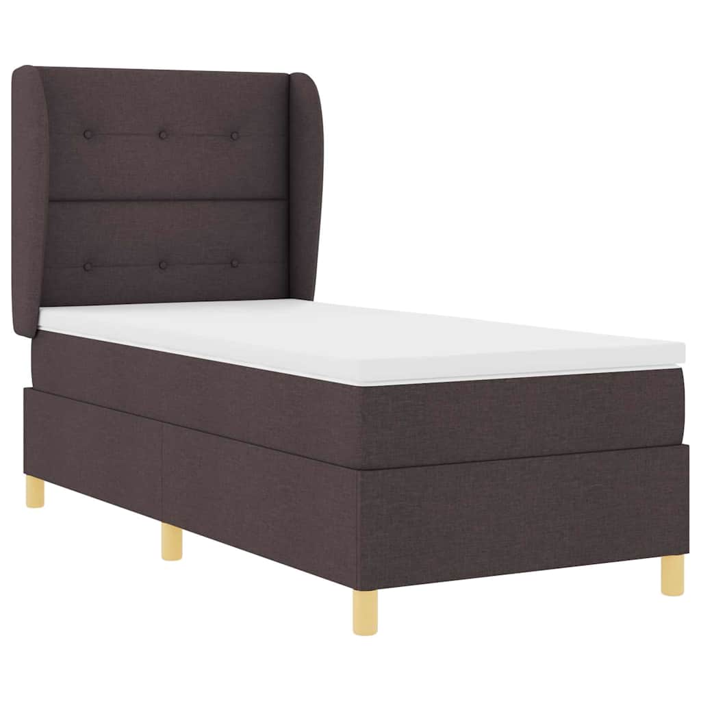 Postel S Boxspringem S Čelo Tmavě Hnědá 200 X 80 Cm Textil
