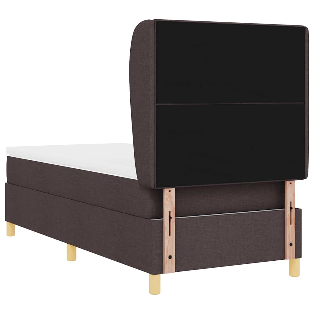 Postel S Boxspringem S Čelo Tmavě Hnědá 200 X 80 Cm Textil
