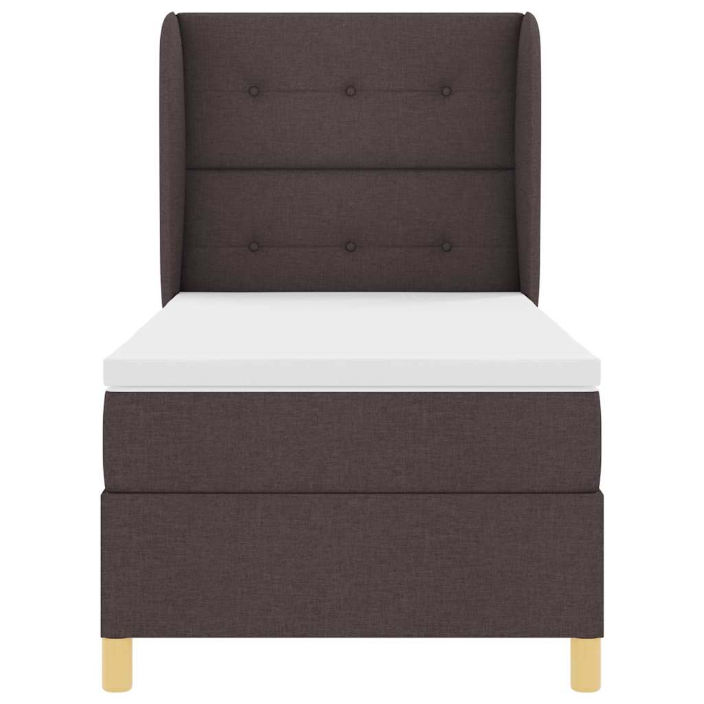 Postel S Boxspringem S Čelo Tmavě Hnědá 200 X 80 Cm Textil