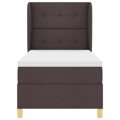 Postel S Boxspringem S Čelo Tmavě Hnědá 200 X 80 Cm Textil