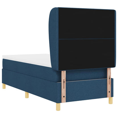 Postel S Boxspringem S Čelo Modrá 200 X 80 Cm Textil