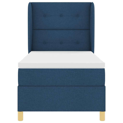 Postel S Boxspringem S Čelo Modrá 200 X 80 Cm Textil