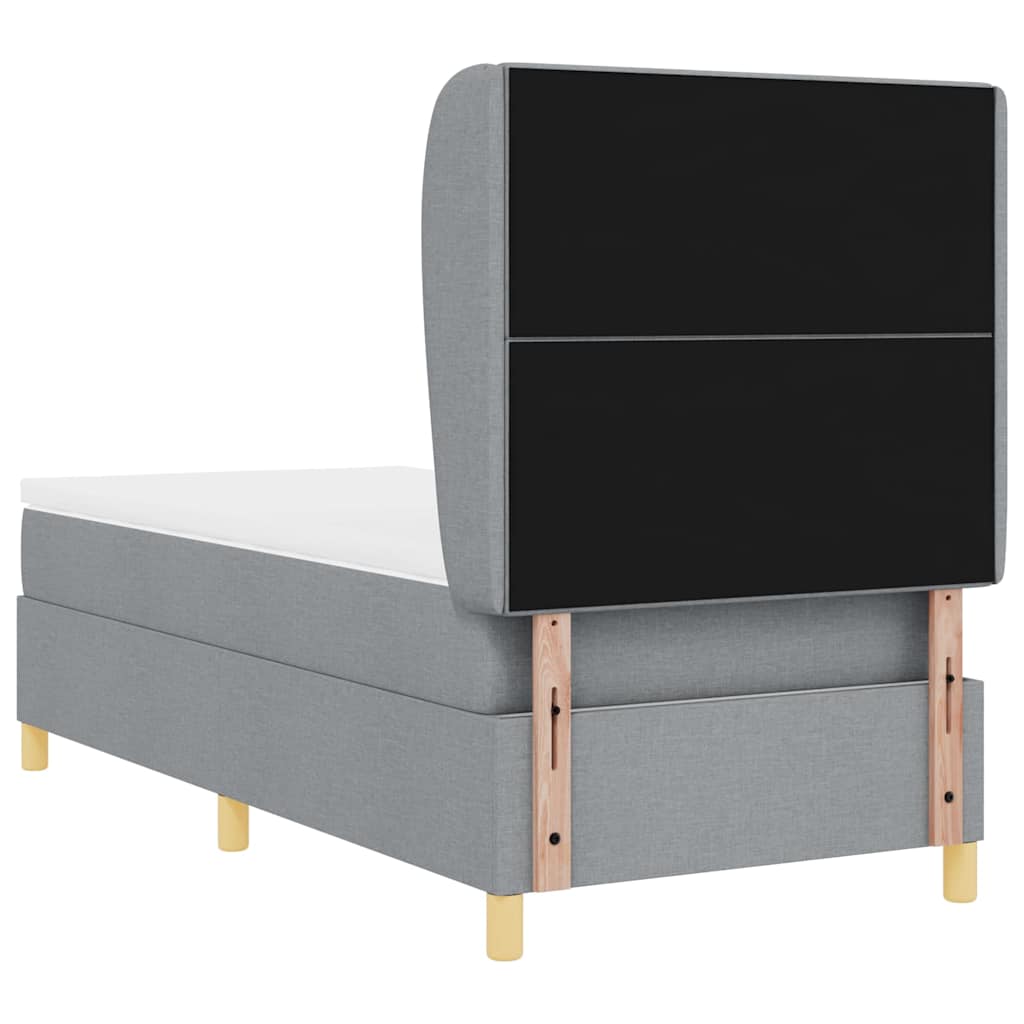 Postel S Boxspringem S Čelo Světle Šedá 190 X 90 Cm Textil