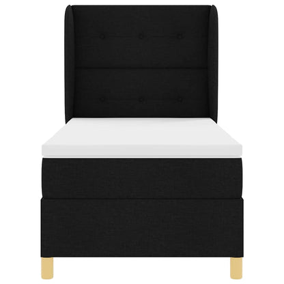 Postel S Boxspringem S Čelo Černý 190 X 90 Cm Textil