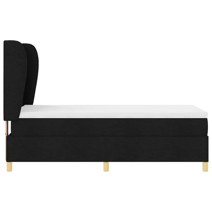 Postel S Boxspringem S Čelo Černý 190 X 90 Cm Textil