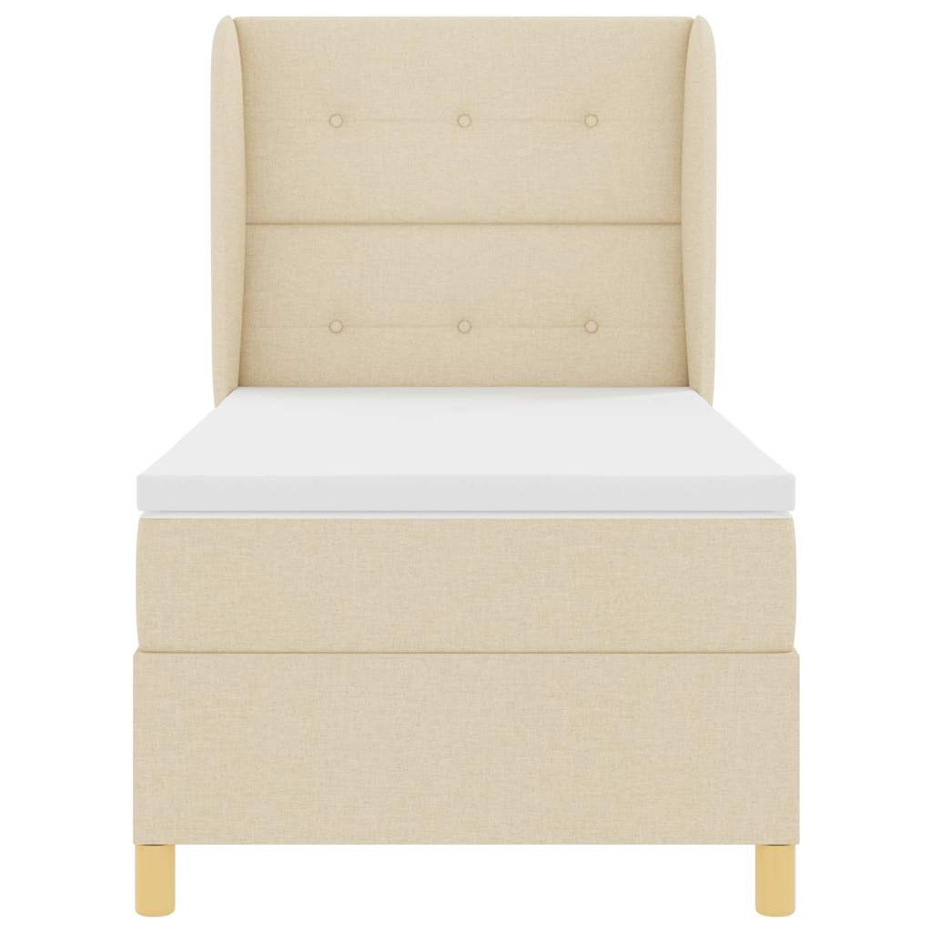 Postel S Boxspringem S Čelo Krémová 190 X 90 Cm Textil