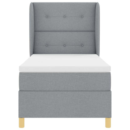 Postel S Boxspringem S Čelo Světle Šedá 200 X 90 Cm Textil