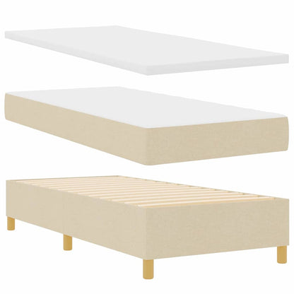 Postel S Boxspringem S Čelo Krémová 200 X 90 Cm Textil