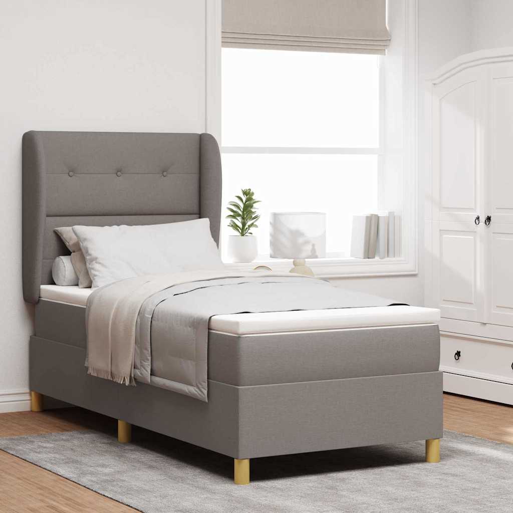 Postel S Boxspringem S Čelo Taupe 200 X 100 Cm Textil