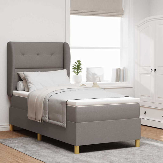 Postel S Boxspringem S Čelo Taupe 200 X 100 Cm Textil