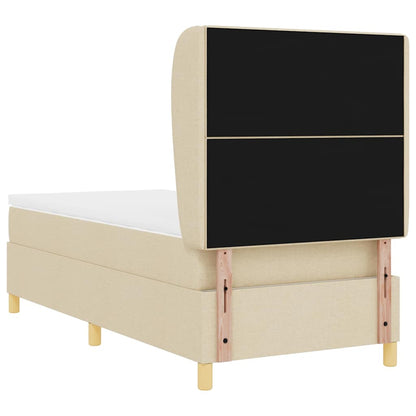 Postel S Boxspringem S Čelo Krémová 200 X 100 Cm Textil