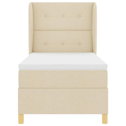 Postel S Boxspringem S Čelo Krémová 200 X 100 Cm Textil