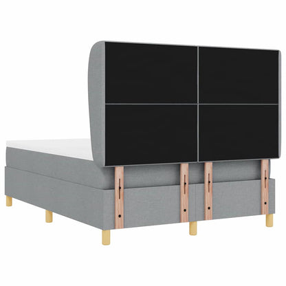 Postel S Boxspringem S Čelo Světle Šedá 190 X 140 Cm Textil