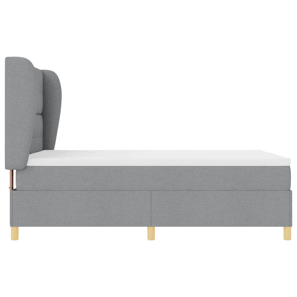 Postel S Boxspringem S Čelo Světle Šedá 190 X 140 Cm Textil