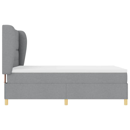 Postel S Boxspringem S Čelo Světle Šedá 190 X 140 Cm Textil