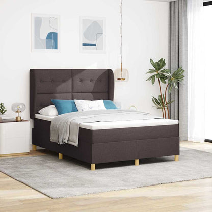 Postel S Boxspringem S Čelo Tmavě Hnědá 190 X 140 Cm Textil