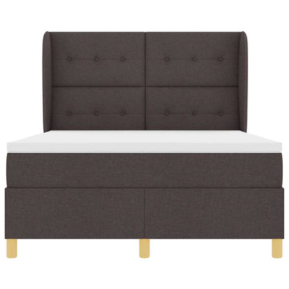 Postel S Boxspringem S Čelo Tmavě Hnědá 190 X 140 Cm Textil