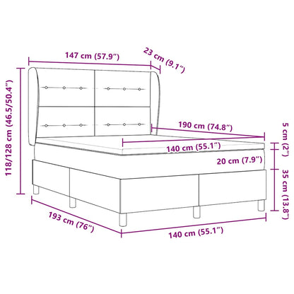 Postel S Boxspringem S Čelo Tmavě Hnědá 190 X 140 Cm Textil