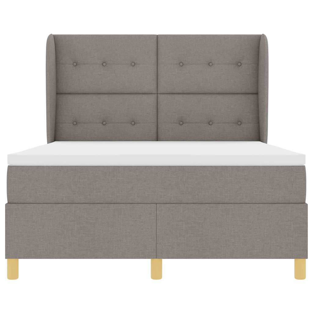 Postel S Boxspringem S Čelo Taupe 190 X 140 Cm Textil