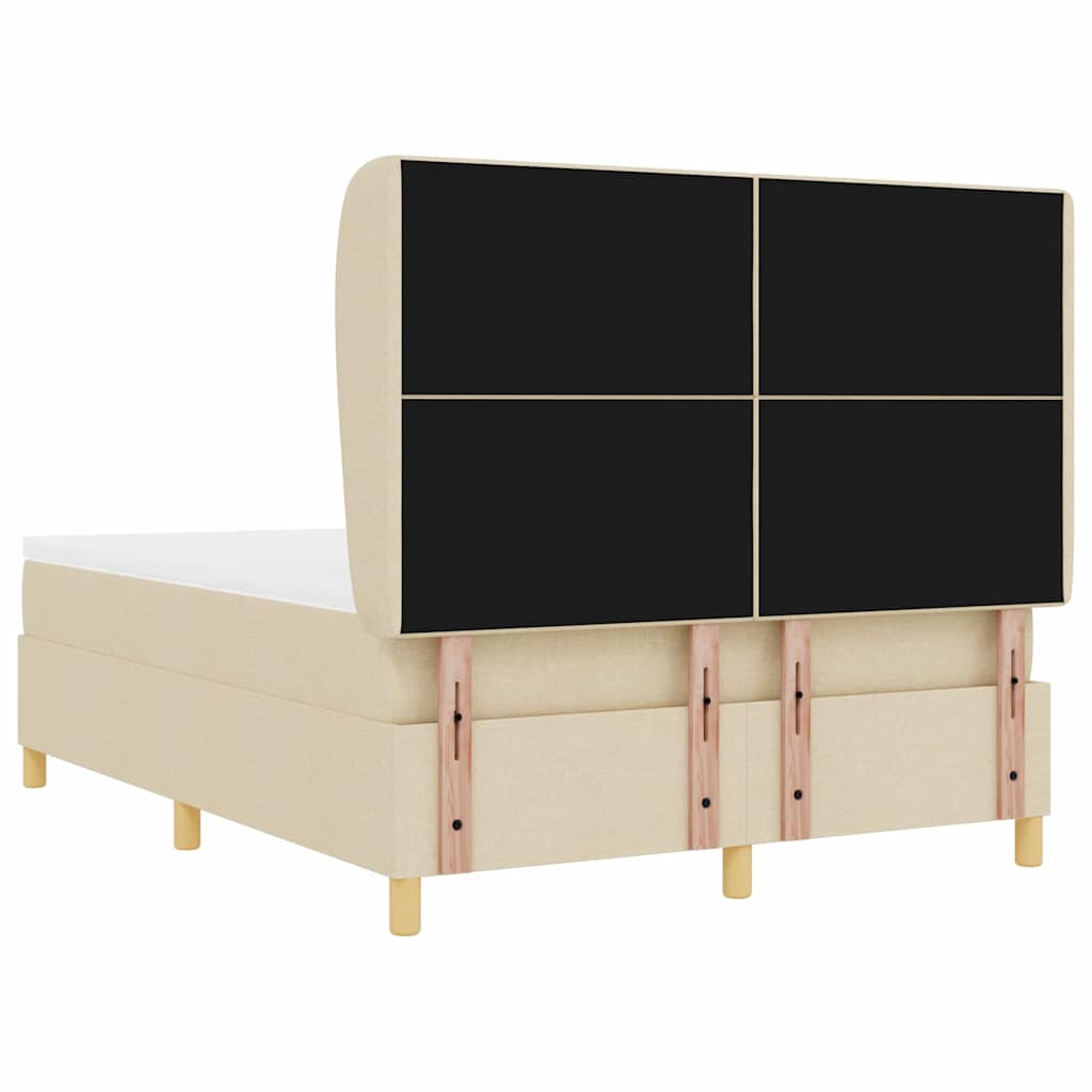 Postel S Boxspringem S Čelo Krémová 190 X 140 Cm Textil