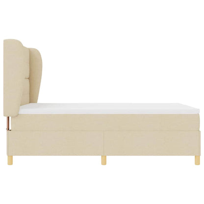 Postel S Boxspringem S Čelo Krémová 190 X 140 Cm Textil