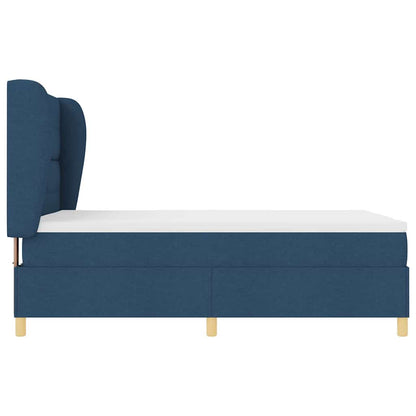 Postel S Boxspringem S Čelo Modrá 190 X 140 Cm Textil
