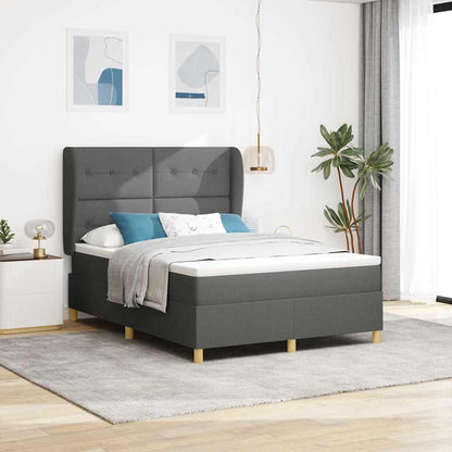 Postel S Boxspringem S Čelo Tmavě Šedá 200 X 140 Cm Textil