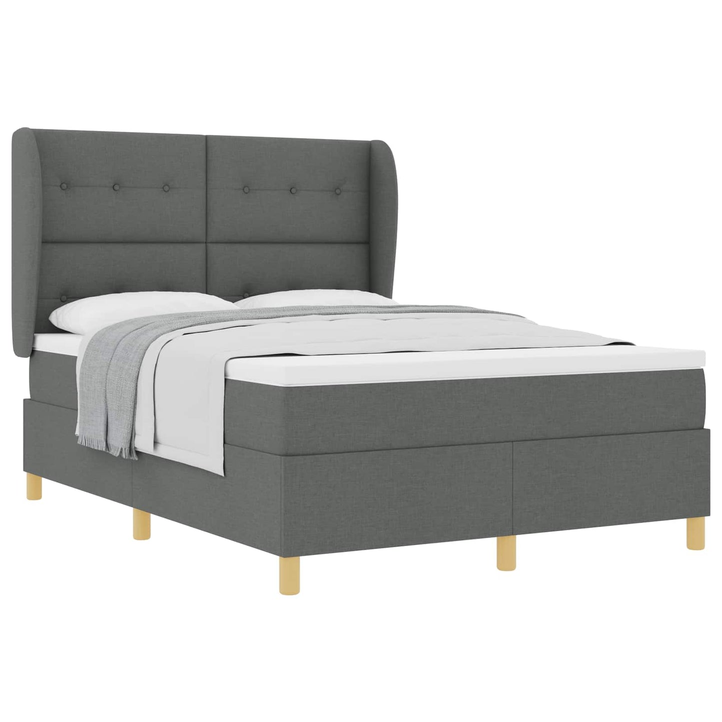 Postel S Boxspringem S Čelo Tmavě Šedá 200 X 140 Cm Textil