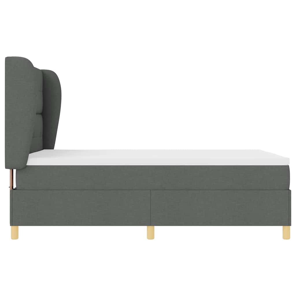 Postel S Boxspringem S Čelo Tmavě Šedá 200 X 140 Cm Textil