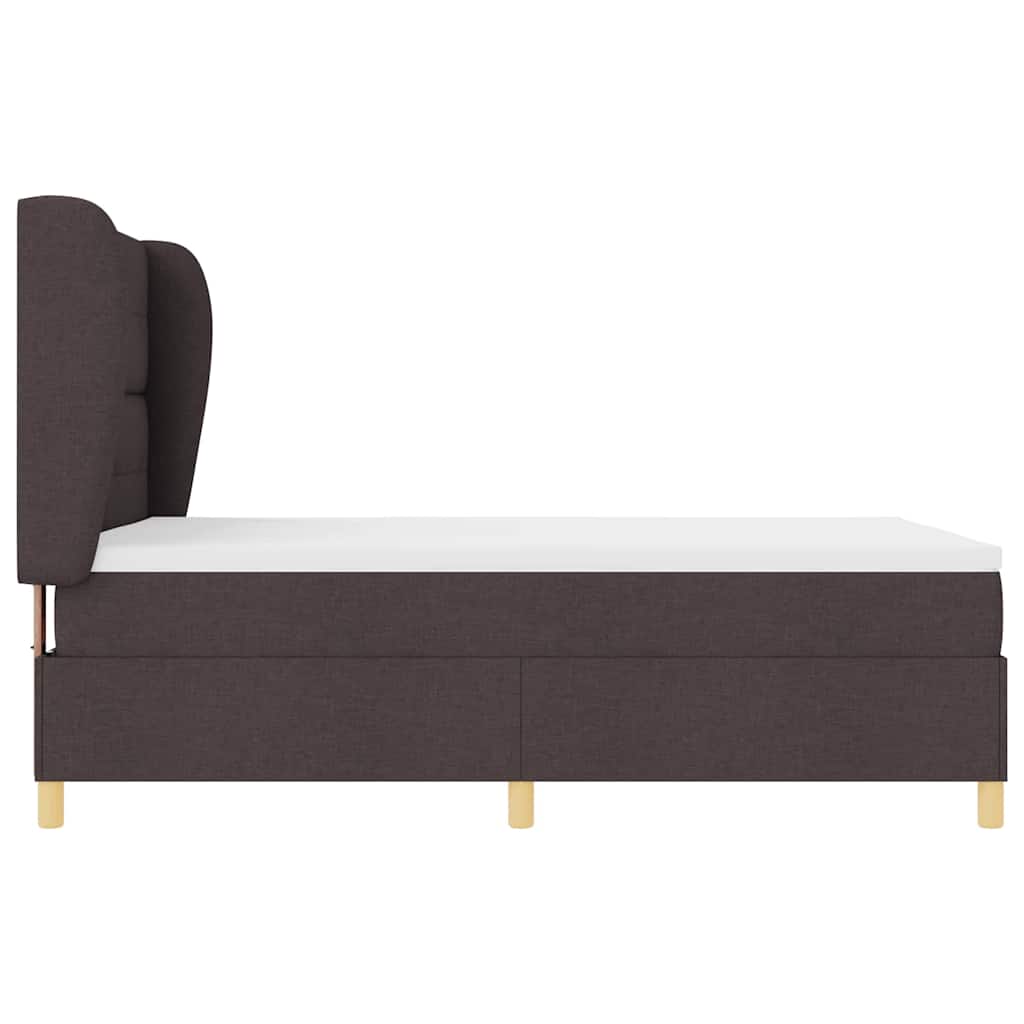 Postel S Boxspringem S Čelo Tmavě Hnědá 200 X 140 Cm Textil