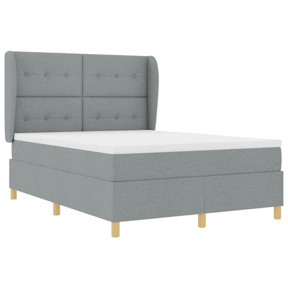 Postel S Boxspringem S Čelo Světle Šedá 200 X 160 Cm Textil