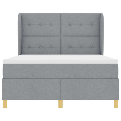 Postel S Boxspringem S Čelo Světle Šedá 200 X 160 Cm Textil