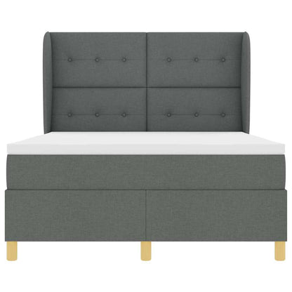 Postel S Boxspringem S Čelo Tmavě Šedá 200 X 160 Cm Textil